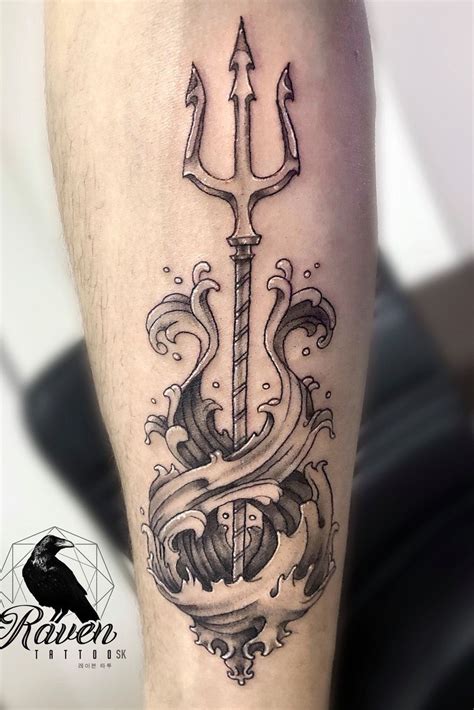 poseidon greek god tattoo|poseidon with trident tattoo.